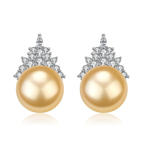 Golden South Sea Pearl & Queen Necklace Earrings (Purchase Individually) - House Of Pearls